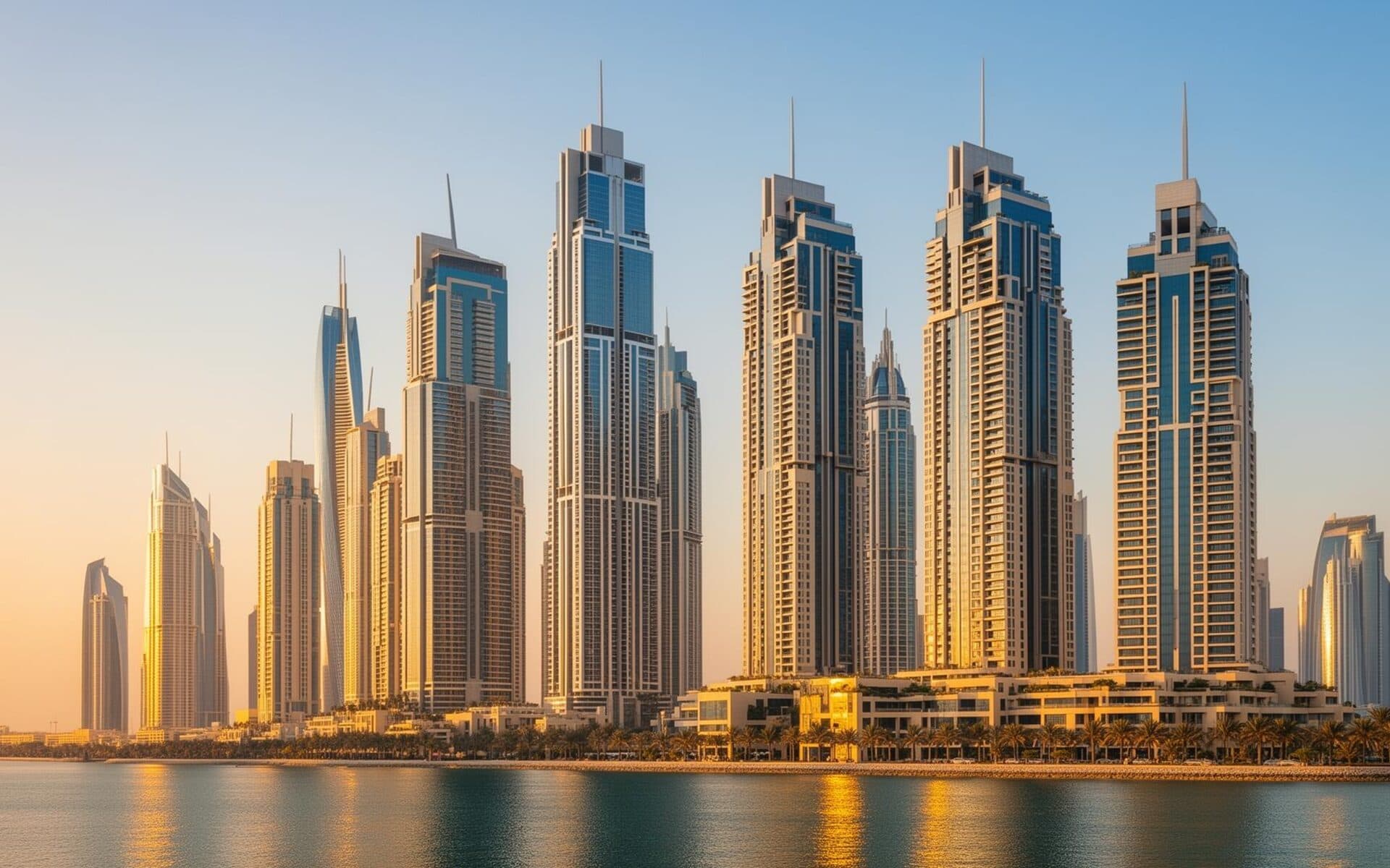 Dubai skyline at sunset